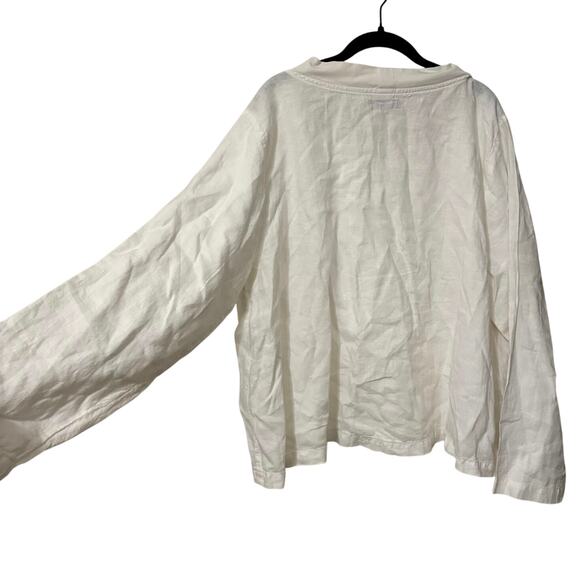 Flax 100% Linen White Chelsea Pullover Long Sleeve Top Size Large - Picture 6 of 12